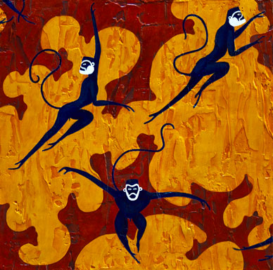 Blue Monkeys No. 50 textured painting