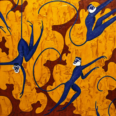 Blue Monkey No. 46 Fresco Plaster Painting